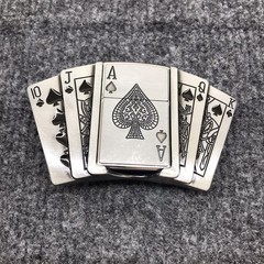 Antique Brushed Poker Belt Buckle with Lighter, Stock in US