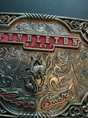 RARE FIND Pendleton Whisky Belt Buckle Let&rsquo;er Buck Montana Silversmiths LE