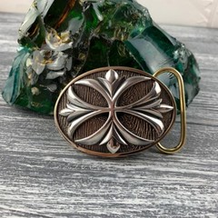 Belt buckle brass, sterling silver 925, Maltese cross, Cross buckle