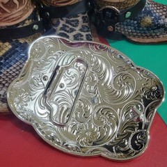 Longhorn Western belt Buckle Texas Style Rose Tone Silver 4.5 x 3.5  » Cowboy