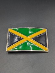 Vintage Jamaican Flag Metal Belt Buckle Black Yellow Green