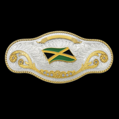 Big Jamaican Jamaica Flag Wrestling Belt Buckles