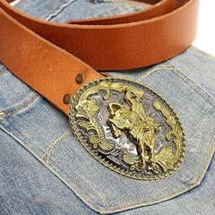 Bull Rider Cowboy Western Rodeo Gold Tone Design Fashion Cowboy Belt Buckle