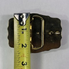Vintage Oval Stone Embossed Western Belt Buckle Beige Rectangle Gold Tone Cowboy