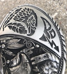 VTG SSI Handcrafted Metal Belt Buckle Southwest Eagle Rain Cloud Fathers 4&Prime; USA