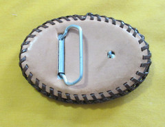 Leather belt buckle hand made Buffalo Skull design