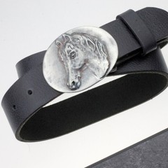 Horse Head Belt Buckle With Detailed Design In Antique Silver Finish