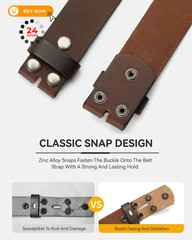 CHAOREN Western Belts for 36-38 (Fits Pants Size 34-36), Full Grain Coffee