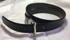 Belt & Buckle Silver Tone Reversable Black Or Brown 1&Prime; Wide Size 36 Fits 32&Prime;-38&Prime;