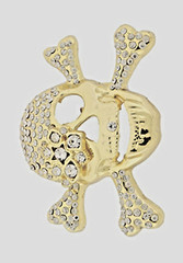 Skull Belt Buckle Crossbones Skeleton Gold Metal Bling Halloween Pirate Costume