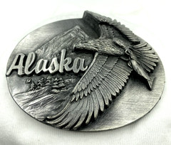 VTG Mens Siskiyou Buckle Co Alaska Bald Eagle Belt Buckle Pewter Americana Lot27