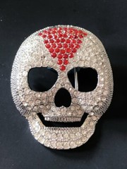 CLEAR ICED SKULL HEAD SKELETON PUNK ROCK BELT BUCKLE