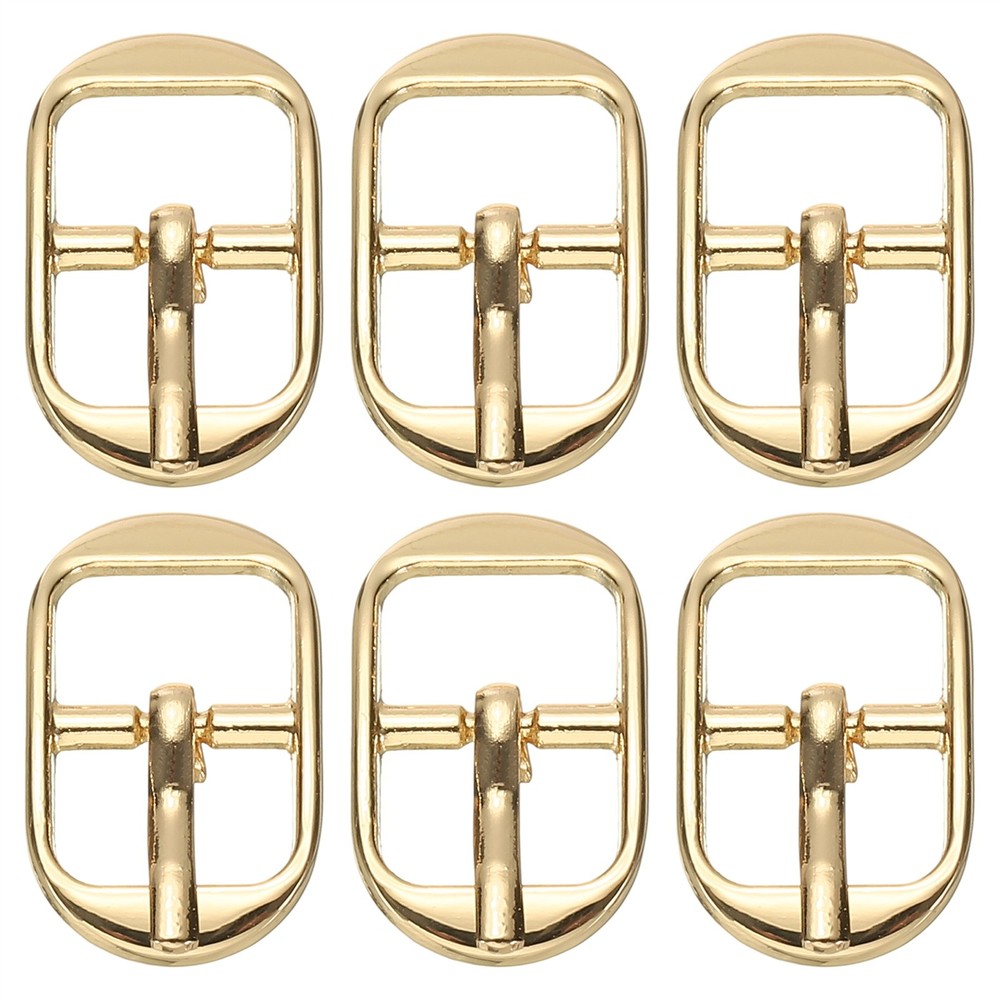 6 Pcs 0.5 Inch Single Prong Buckles Oval Center Bar Buckles, Gold Tone
