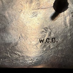 W.C.B. Southwestern Plate Belt Buckle Silver Turquoise Red Inlay Engraved