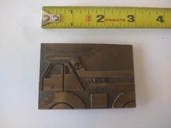VTG RJ Brass Belt Buckle ECU Transportation Hauling Earth Moving Truck Good Cond
