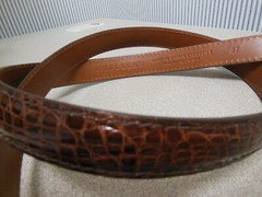 J. HILBURN Men&rsquo;s Brown Caiman Crocodile Belt Brass Buckle USA Size 47