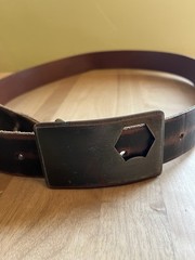 Foster Weld Buckle with Bottle Opener + Handmade Leather Belt Large 33-35 Mens