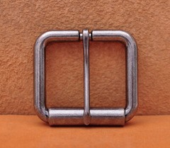 2&Prime; (51mm) Mens Roller Belt Buckle Heel Bar Leather Belt Buckles Antique Silver