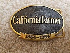 Vintage California Farmer Magazine Belt Buckle 130th Aniversary 1984 Brass Jadco