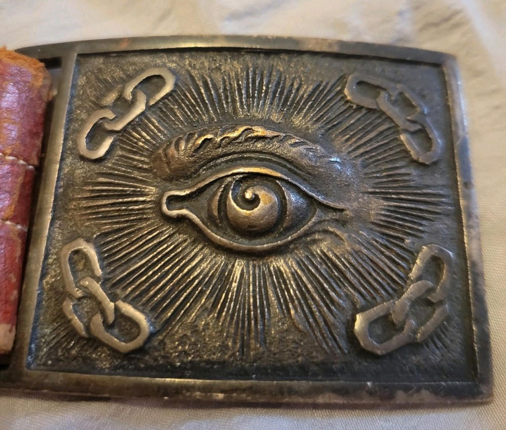 1900&rsquo;s Odd Fellows Belt Buckle Antique Eye of Providence Art Vintage USA JAPAN