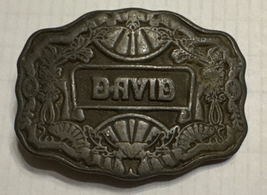 Vintage 70&rsquo;s Oden Inc. Heavy Metal Belt Buckle Personalized With Name « David”