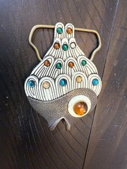 vintage FISH belt buckle WESTERN cowboy GLASS EYE golden 1960s