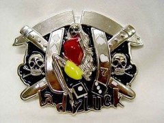 Belt Buckle Buckle Metal Skulls Lady Luck 10x8cm, #07