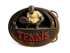 1983 Tennis Player Belt Buckle by Great American Belt Co.