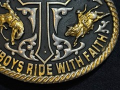 Cowboys Ride With Faith Belt Buckle Multi Tone Cross
