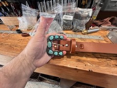 Rare “ Ranger B “ Buckle Including Hand Made Cowhide Belt, By Bonfe Leather