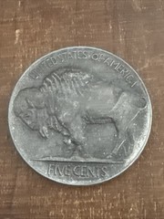 Vintage Buffalo Nickel Coin Five Cents Belt Buckle