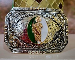 Saint jude San Judas Western belt Buckle Gold Silver Heavy With Star Zinc Alloy