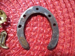 Vintage Anson COWBOY Tie Bar Clip Pin Brooch Lucky Horseshoe Boot WESTERN Rodeo