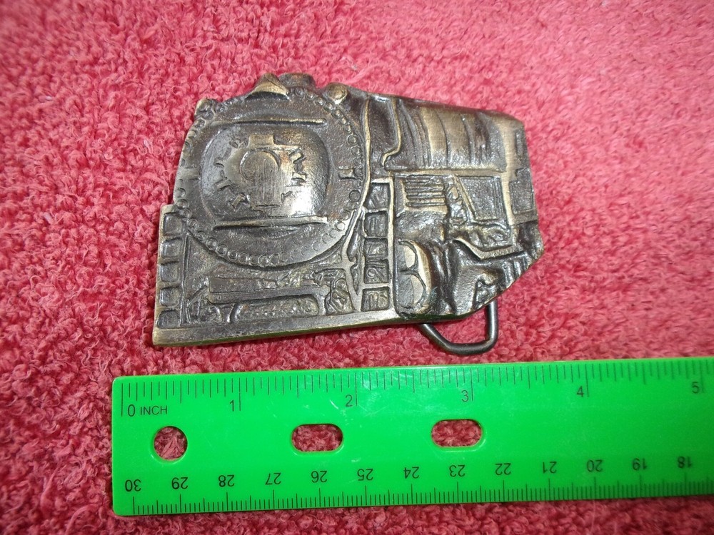 Brass Belt Buckle Solid cast Brass Locomotive Train no 8403 vintage