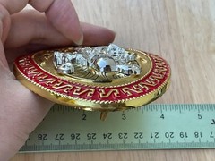 Western Buckle Oval Gold Silver Red Horse Rider Cowboy 2 » Hebillas Vaqueras