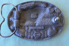1987 VIETNAM VET AMERICAN FLAG FORGOTTEN HERO ENAMEL PEWTER BELT BUCKLE VTG