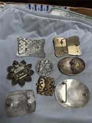 Huge Vintage Lot Of Eight Belt Buckles with Stones, etc AS IS See Description