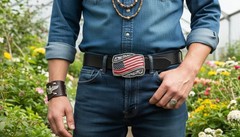 NEW Men Women Silver Metal Buckle USA Flag United States Of America Memorial Day