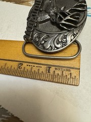 Vintage Bergamot Made in USA Remington Deer Head Belt Buckle