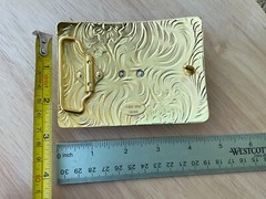 Western Buckle Gold Silver Red Running Horse Cowboy 2 » Hebilla Vaquero