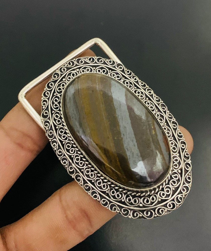 Iron Tiger Eye Gemstone 925 Sterling Silver Handmade Belt Buckles Gift For