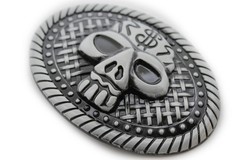 Men / Women Fashion Belt Buckle Silver Metal Skull Skeleton Oval Big Size Gothic