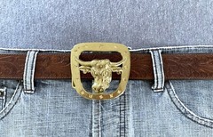 Bull Head Taurus Good Luck April 21-May 21 Brass Belt Buckle