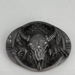 VTG 1992 Siskiyou Belt Buckle Mens Silver Steer Skull Buffalo USA Made M-8