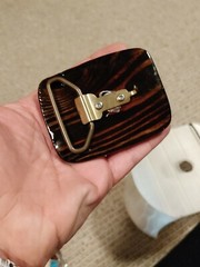 Vintage Wood Polished Resin Belt Buckle Mid Century 1970s 3½ » x 2½ »