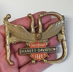 🔶️1992 SOLID BRASS &lsquo;HD&rsquo; HARLEY-DAVIDSON MENS WOMENS LEGENDARY EAGLE BELT BUCKLE