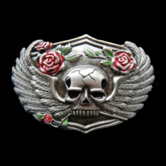 Belt Buckle Human Skull Wings Roses Flowers Biker Buckles Boucle de Ceintures
