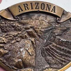 Vintage Arizona Grand Canyon Belt Buckle 3D Relief Western Brass Tone Oval