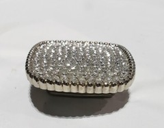 CLEAR CRYSTALS ART FASHION SILVERTONE BELT BUCKLE B FUSSY