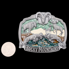Rocky Mountains Bighorn Sheep Colorado Vintage Belt Buckle